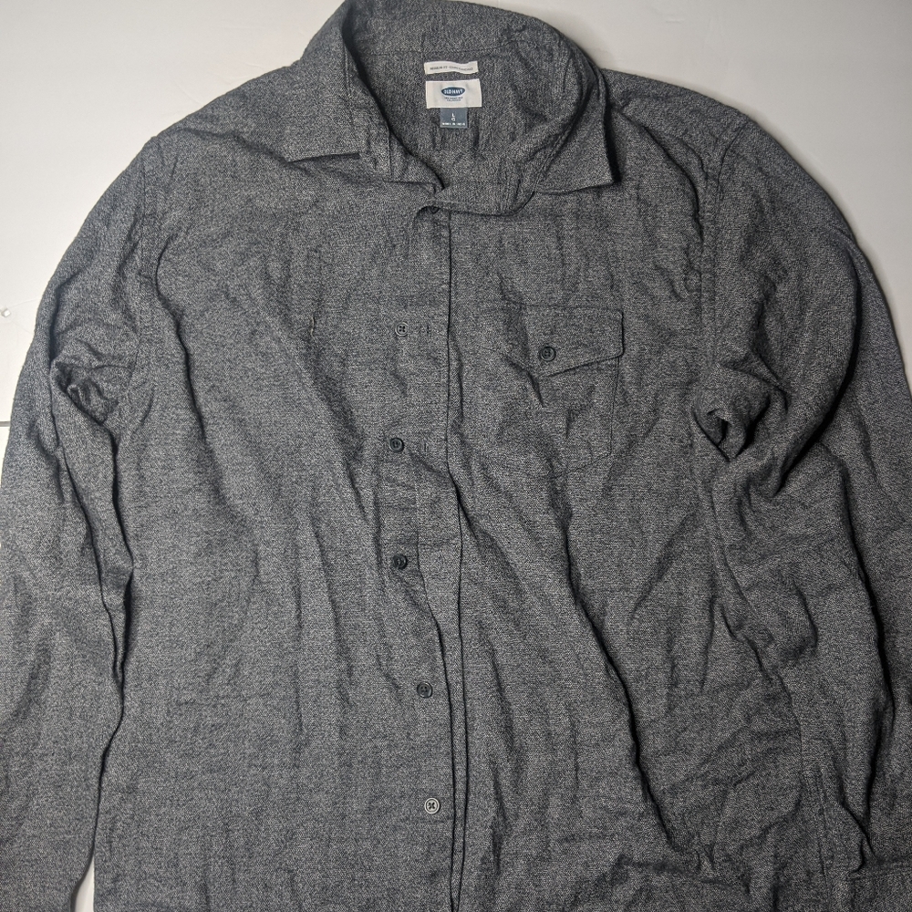 OLD NAVY Gray Button Up Shirt Men's Sz Large